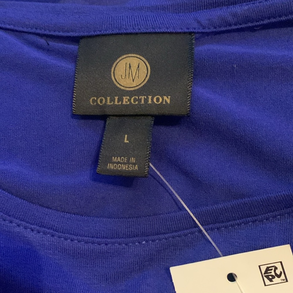 JM Collection royal blue cold shoulder 3/4 sleeve - Picture 3 of 6